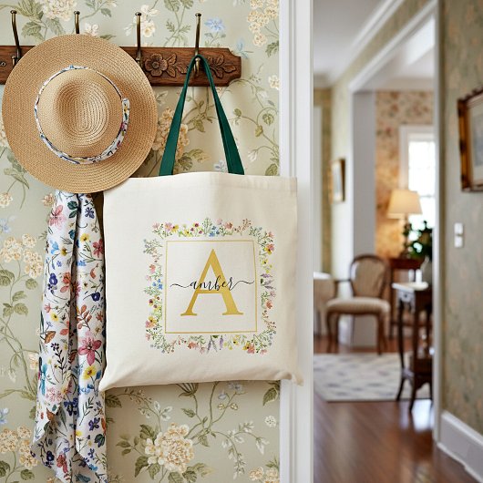 Tote Bag Cadre fleur sauvage coloré personnalisé