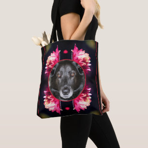 Tote Bag Cadre Fleurs Rouges Créer Votre Propre Animal Phot