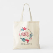 Tote Bag Cadre géométrique bleu moderne Joyeux Noël (Dos)