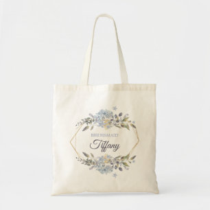 Tote Bag Cadre géométrique Or Dusty Blue Florals Bridesmaid