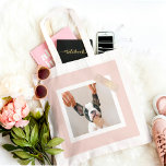 Tote Bag Cadre rose Pastel moderne | Photo personnelle de c<br><div class="desc">Cadre rose Pastel moderne | Photo personnelle de chien</div>