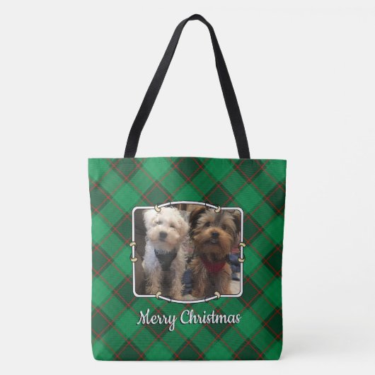 Tote Bag Cadres photo personnalisés Noël vert et rouge Plai (Devant)