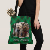 Tote Bag Cadres photo personnalisés Noël vert et rouge Plai (De près)