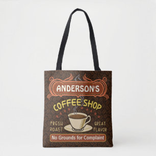 Tote Bag Café Café Café Café Fèves Nom personnalisé