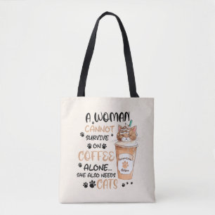Tote Bag Café & Chats - Cute Kawaii Art