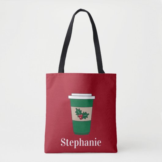 Tote Bag Café de Noël Holly Personnalisé (Devant)