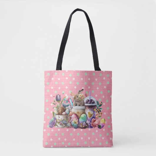 Tote Bag Café Easter Bunny Aquarelle Boissons (Devant)