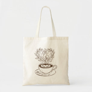 Tote Bag Café élégant Cœur Latte Art - Amour de Caffeine De