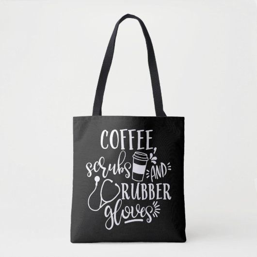 Tote Bag Café Et Gants En Caoutchouc Conçus Pour Les Infirm (Devant)