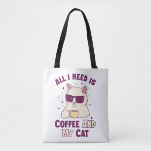 Tote Bag Café et mon chat Chat Papa Chat Maman Amoureux de