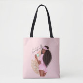 Tote Bag Café Faux Parties scintillant Fille Cheveux Rose r (Devant)