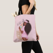 Tote Bag Café Faux Parties scintillant Fille Cheveux Rose r (De près)
