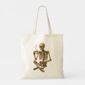 Tote Bag Café jusqu'à la mort - Skeleton Café Time (Dos)