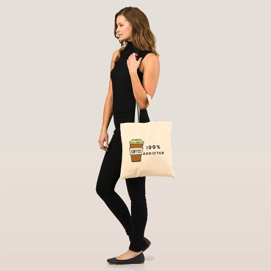 Tote Bag Café Lover Design 100% Addicted Caféine
