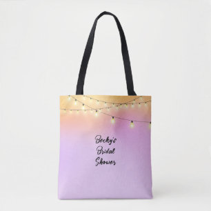 Tote Bag Cafe String Lights Fête des mariées avec date