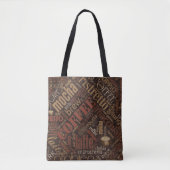 Tote Bag Café sur Burlap Word Cloud Brown ID283 (Devant)