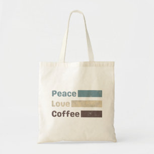 Tote Bag café vintage texte coloré paix amour café