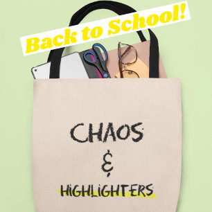 Tote Bag Cahos & Surligneur Cadeau Drôle pour Enseignant