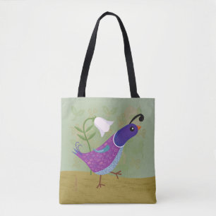 Tote Bag Cailles pourpres de danse avec le lis