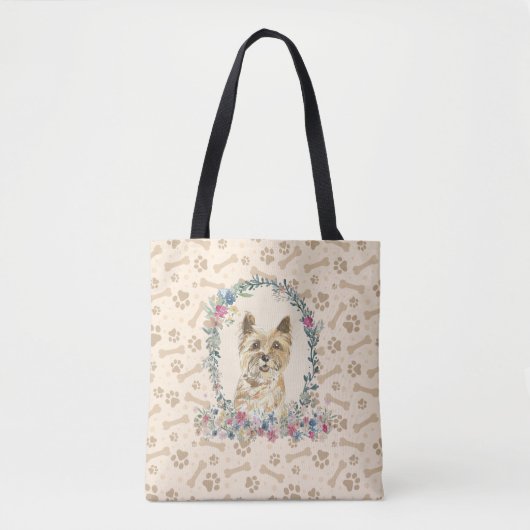 Tote Bag Cairn Terrier Chien Empreinte de patte & Chien Bon (Devant)