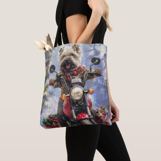Tote Bag Cairn Terrier Chien équitation Moto Noël (De près)