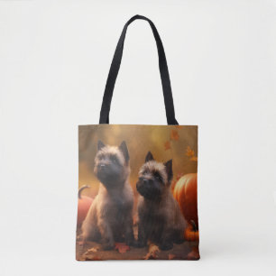 Tote Bag Cairn Terrier Chiot Automne Citrouille de plaisir