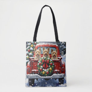 Tote Bag Cairn Terrier Noël Camion Rouge Fêtes