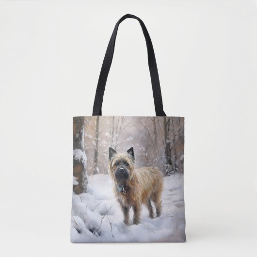 Tote Bag Cairn Terrier Qu'Il Neige Noël (Devant)