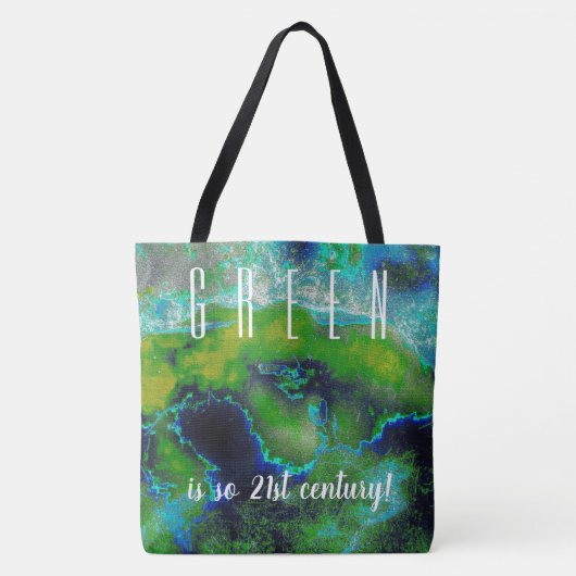 Tote Bag Calcaire Abstrait en vert citron et bleu (Devant)