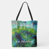 Tote Bag Calcaire Abstrait en vert citron et bleu (Dos)