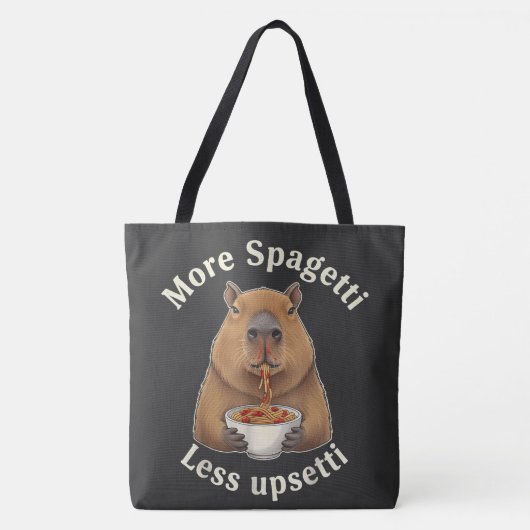 Tote Bag Calembour de capybara drôle avec des spaghetti - P (Devant)