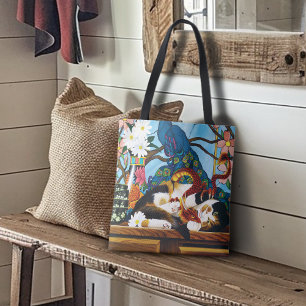 Tote Bag Calico Cat Dragon Rouge