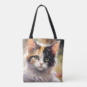 Tote Bag Calico Cat et Papillons dans le jardin de printemp (Dos)