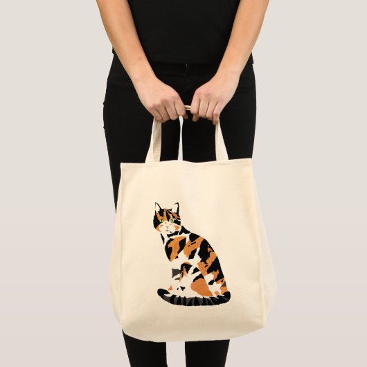 Tote Bag Calico chat assis (Devant (produit))