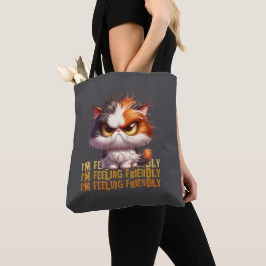 Tote Bag Calico Grumpy Chat et une citation drôle (De près)