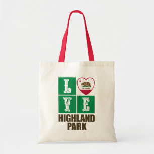 Tote Bag California Republic State Flag Heart Highland Park