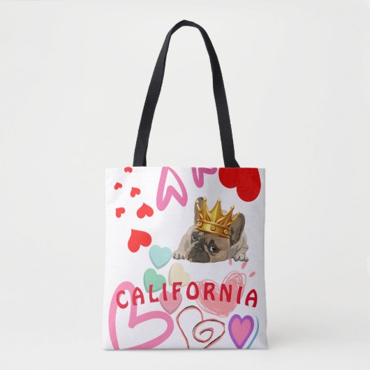 Tote Bag Californie Amoureux des chiens tendance estivale a (Devant)