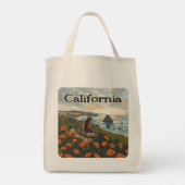 Tote Bag Californie Bear Poppies Fleurs Côte Retro (Dos)