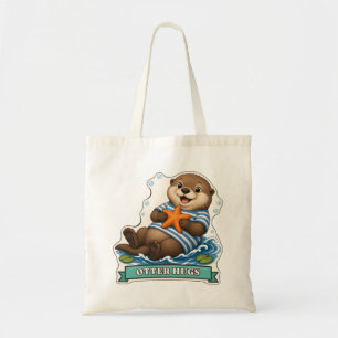 Tote Bag Câlins de loutre Loutre flottante étreignant une é