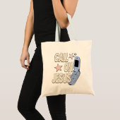 Tote Bag Call on Jesus – Retro Faith Design (Devant (produit))