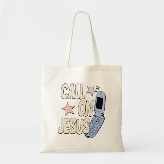 Tote Bag Call on Jesus – Retro Faith Design (Devant)