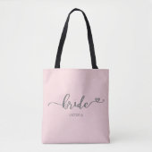 Tote Bag Calligraphie de la mariée Broussissement du coeur  (Devant)