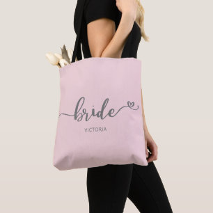 Tote Bag Calligraphie de la mariée Broussissement du coeur 