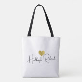 Tote Bag Calligraphie de nom monogramme cœur (Dos)