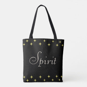 Tote Bag Calligraphie et étoiles d'Elegant Spirit sur fond