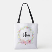 Tote Bag Calligraphie maman et aquarelle Florale Wreath (Dos)