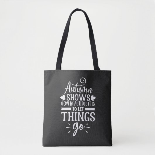 Tote Bag Calligraphie moderne Citation d'automne (Devant)