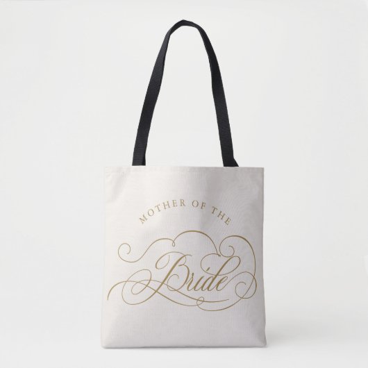 Tote Bag Calligraphie moderne or Mère de la Mariée (Devant)