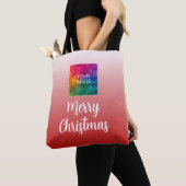 Tote Bag Calligraphy Merry Christmas With Your Photo / Logo (De près)