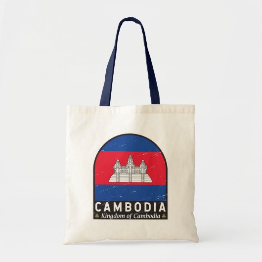 Tote Bag Cambodge - Emblème Distorsion Vintage (Devant)